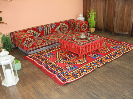 9-tlg. Kissenset, Orientalisch, Sark Kösesi, Yastik, Orient-Sitzecke, Sitzkissen-Set