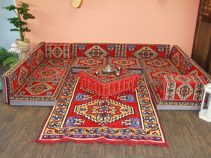 Orientalische Sitzkissen, Sitzecke, Sark Kösesi, 19-tlg. Orientalisches Sofa