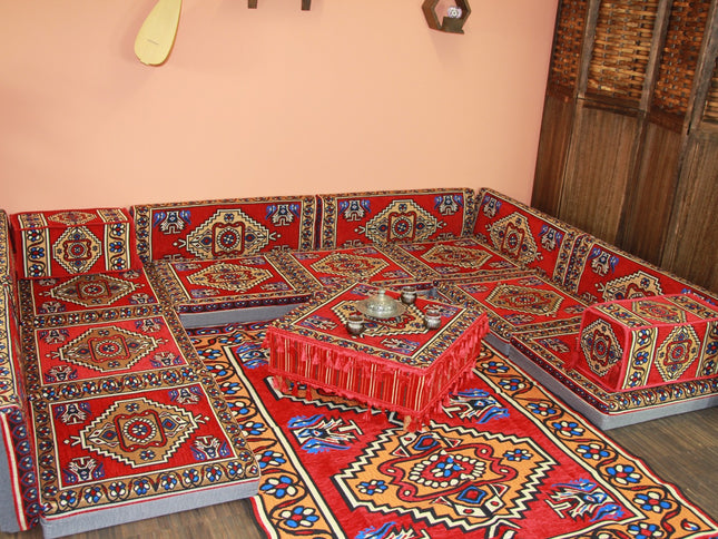 Orientalische Sitzkissen, Sitzecke, Sark Kösesi, 19-tlg. Orientalisches Sofa