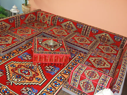 Orientalische Sitzkissen, Sitzecke, Sark Kösesi, 19-tlg. Orientalisches Sofa