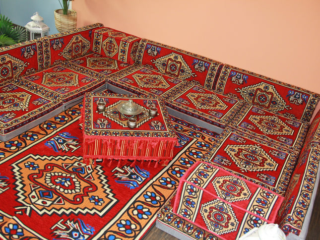 Orientalische Sitzkissen, Sitzecke, Sark Kösesi, 19-tlg. Orientalisches Sofa