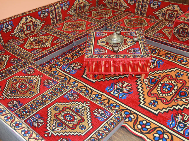 Orientalische Sitzkissen, Sitzecke, Sark Kösesi, 19-tlg. Orientalisches Sofa