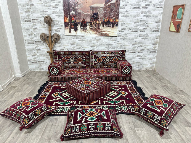 Orientalisches Sofa Set, Majlis-Sitzmöbel, Bodenkissen, Arabische Majlis, Türkisches Boden Sitzset