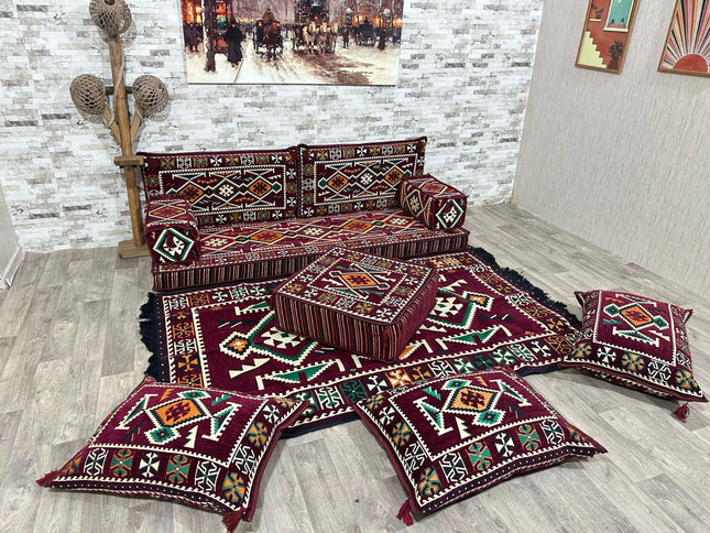 Orientalisches Sofa Set, Majlis-Sitzmöbel, Bodenkissen, Arabische Majlis, Türkisches Boden Sitzset