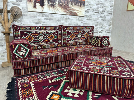 Orientalisches Sofa Set, Majlis-Sitzmöbel, Bodenkissen, Arabische Majlis, Türkisches Boden Sitzset