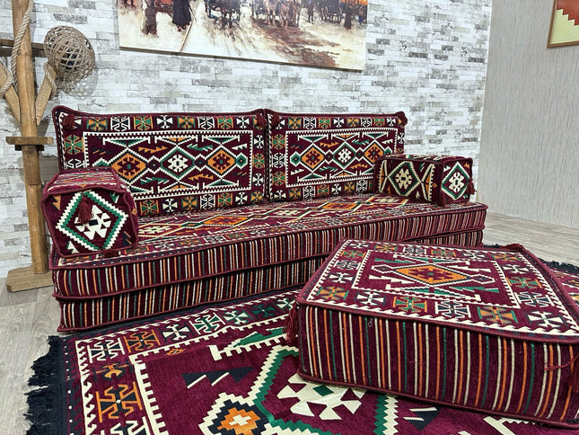 Orientalisches Sofa Set, Majlis-Sitzmöbel, Bodenkissen, Arabische Majlis, Türkisches Boden Sitzset