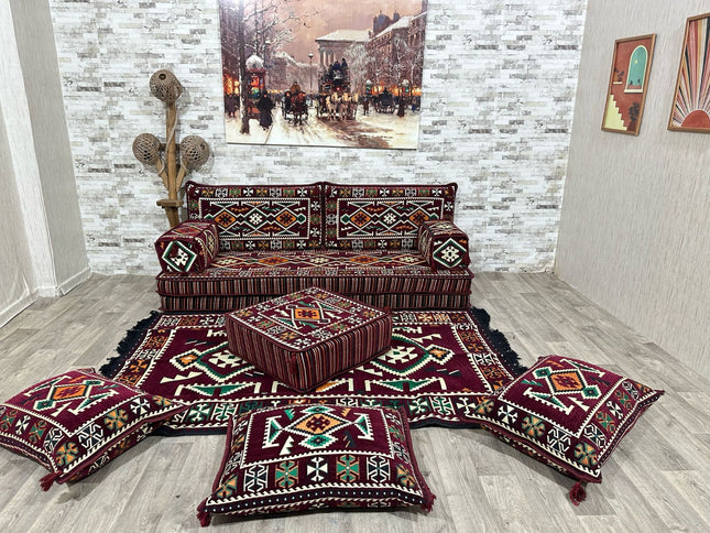 Orientalisches Sofa Set, Majlis-Sitzmöbel, Bodenkissen, Arabische Majlis, Türkisches Boden Sitzset