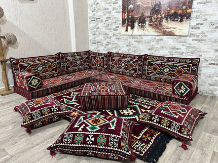 L förmiges orientalisches Sofa Set, Majlis-Sitzmöbel, Bodenkissen, Arabische Majlis, Türkisches Bode