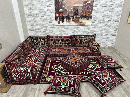 L förmiges orientalisches Sofa Set, Majlis-Sitzmöbel, Bodenkissen, Arabische Majlis, Türkisches Bode