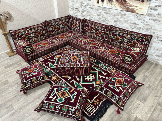 L förmiges orientalisches Sofa Set, Majlis-Sitzmöbel, Bodenkissen, Arabische Majlis, Türkisches Bode