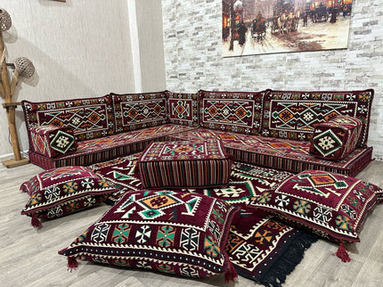 L förmiges orientalisches Sofa Set, Majlis-Sitzmöbel, Bodenkissen, Arabische Majlis, Türkisches Bode