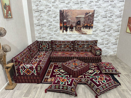 L förmiges orientalisches Sofa Set, Majlis-Sitzmöbel, Bodenkissen, Arabische Majlis, Türkisches Bode