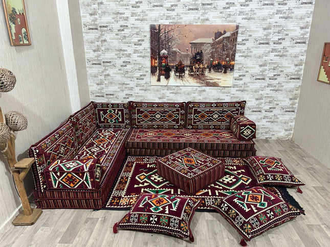 L förmiges orientalisches Sofa Set, Majlis-Sitzmöbel, Bodenkissen, Arabische Majlis, Türkisches Bode