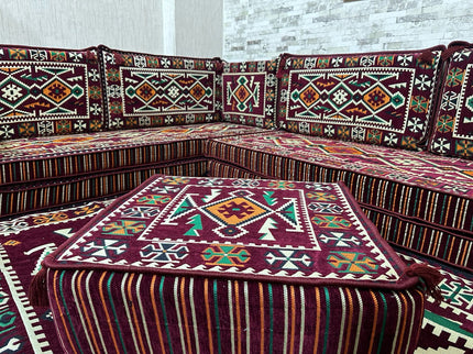L förmiges orientalisches Sofa Set, Majlis-Sitzmöbel, Bodenkissen, Arabische Majlis, Türkisches Bode