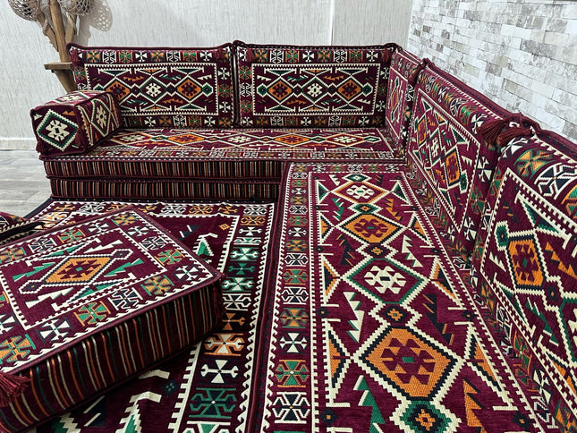 L förmiges orientalisches Sofa Set, Majlis-Sitzmöbel, Bodenkissen, Arabische Majlis, Türkisches Bode