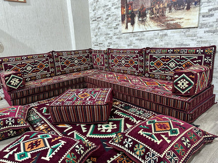 L förmiges orientalisches Sofa Set, Majlis-Sitzmöbel, Bodenkissen, Arabische Majlis, Türkisches Bode