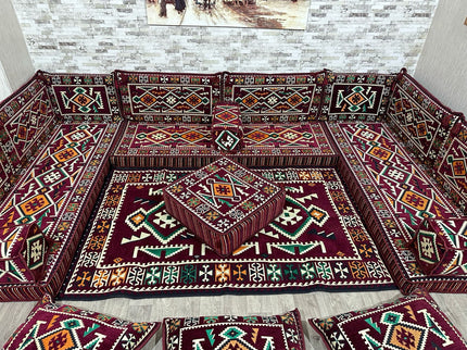 U förmiges orientalisches Sofa Set, Majlis-Sitzmöbel, Arabische Majlis, Bodenkissen, Türkisches Bode