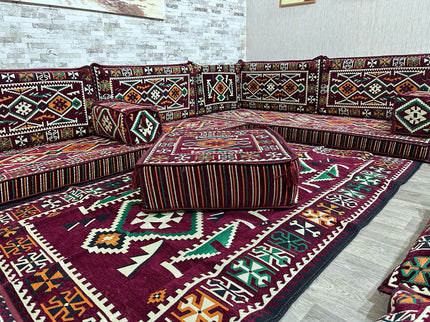 U förmiges orientalisches Sofa Set, Majlis-Sitzmöbel, Arabische Majlis, Bodenkissen, Türkisches Bode