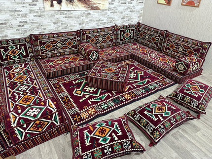 U förmiges orientalisches Sofa Set, Majlis-Sitzmöbel, Arabische Majlis, Bodenkissen, Türkisches Bode