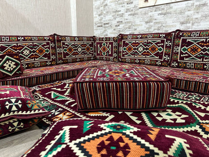 U förmiges orientalisches Sofa Set, Majlis-Sitzmöbel, Arabische Majlis, Bodenkissen, Türkisches Bode