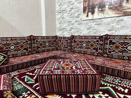 U förmiges orientalisches Sofa Set, Majlis-Sitzmöbel, Arabische Majlis, Bodenkissen, Türkisches Bode