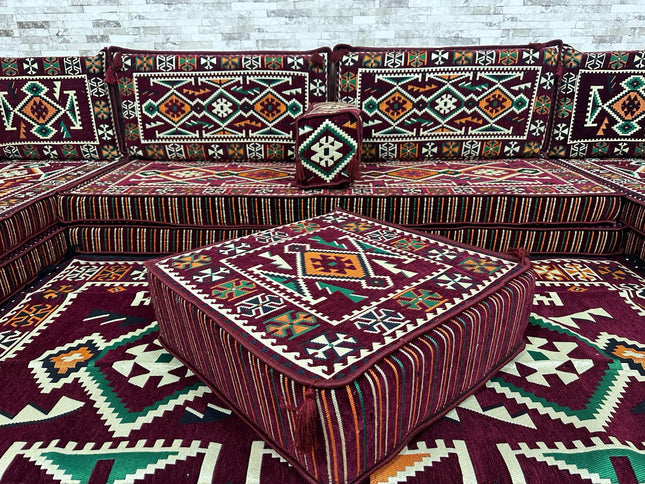 U förmiges orientalisches Sofa Set, Majlis-Sitzmöbel, Arabische Majlis, Bodenkissen, Türkisches Bode
