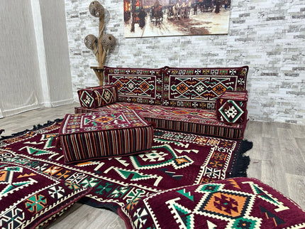 Orientalisches Sofa Set, Majlis-Sitzmöbel, Bodenkissen, Arabische Majlis, Türkisches Boden Sitzset