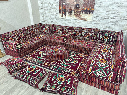 U förmiges orientalisches Sofa Set, Majlis-Sitzmöbel, Arabische Majlis, Bodenkissen, Türkisches Bode