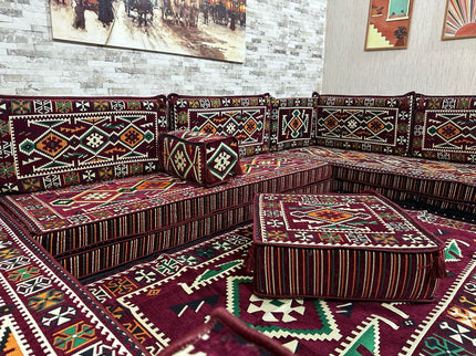 U förmiges orientalisches Sofa Set, Majlis-Sitzmöbel, Arabische Majlis, Bodenkissen, Türkisches Bode