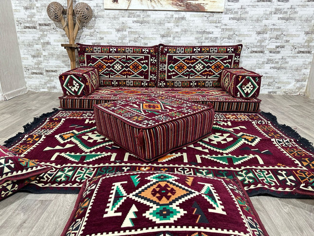 Orientalisches Sofa Set, Majlis-Sitzmöbel, Bodenkissen, Arabische Majlis, Türkisches Boden Sitzset