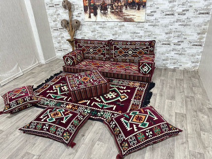 Orientalisches Sofa Set, Majlis-Sitzmöbel, Bodenkissen, Arabische Majlis, Türkisches Boden Sitzset