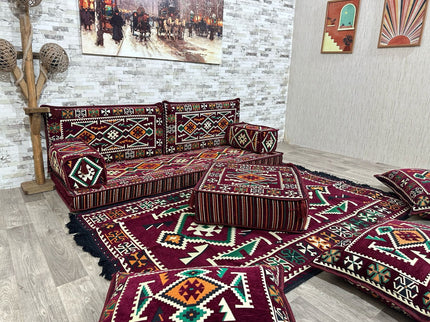 Orientalisches Sofa Set, Majlis-Sitzmöbel, Bodenkissen, Arabische Majlis, Türkisches Boden Sitzset