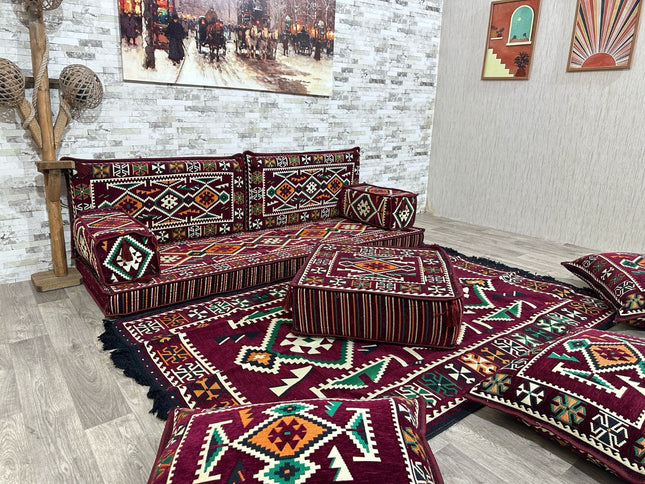 Orientalisches Sofa Set, Majlis-Sitzmöbel, Bodenkissen, Arabische Majlis, Türkisches Boden Sitzset