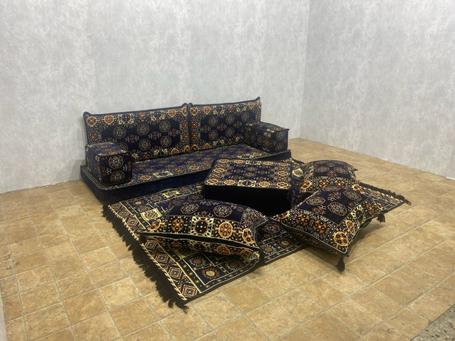 Orientalisches Sofa Set, Majlis-Sitzmöbel, Bodenkissen, Arabische Majlis, Türkisches Boden Sitzset