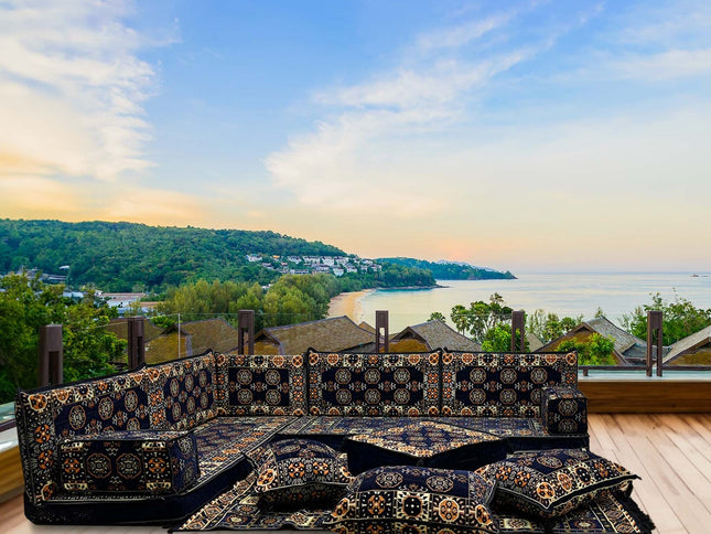 L förmiges orientalisches Sofa Set, Majlis-Sitzmöbel, Bodenkissen, Arabische Majlis, Türkisches Bode