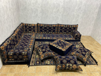 L förmiges orientalisches Sofa Set, Majlis-Sitzmöbel, Bodenkissen, Arabische Majlis, Türkisches Bode