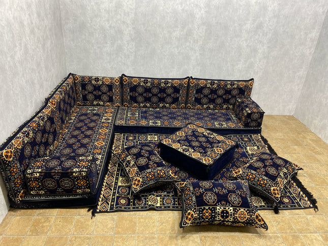 L förmiges orientalisches Sofa Set, Majlis-Sitzmöbel, Bodenkissen, Arabische Majlis, Türkisches Bode
