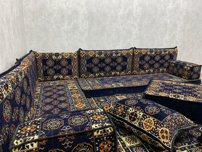 L förmiges orientalisches Sofa Set, Majlis-Sitzmöbel, Bodenkissen, Arabische Majlis, Türkisches Bode