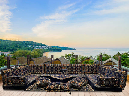 U förmiges orientalisches Sofa Set, Majlis-Sitzmöbel, Arabische Majlis, Bodenkissen, Türkisches Bode
