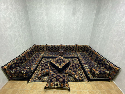 U förmiges orientalisches Sofa Set, Majlis-Sitzmöbel, Arabische Majlis, Bodenkissen, Türkisches Bode