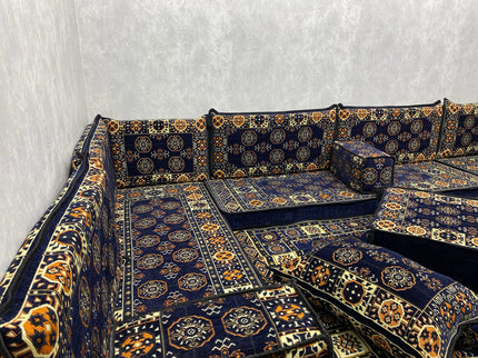 U förmiges orientalisches Sofa Set, Majlis-Sitzmöbel, Arabische Majlis, Bodenkissen, Türkisches Bode