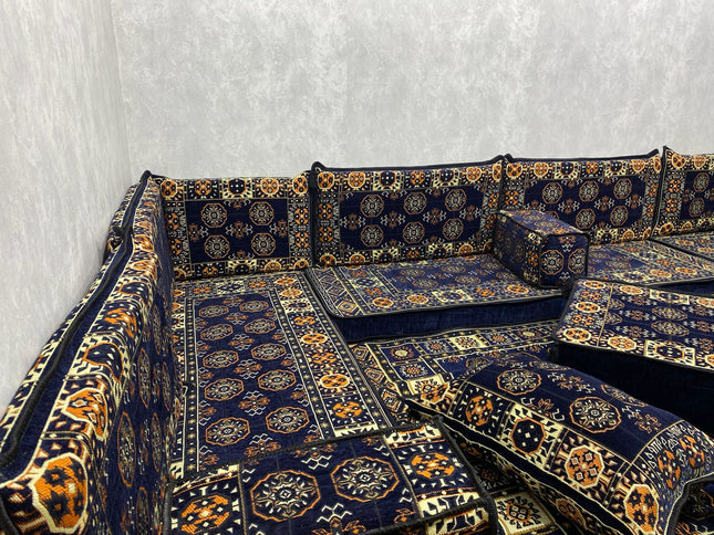 U förmiges orientalisches Sofa Set, Majlis-Sitzmöbel, Arabische Majlis, Bodenkissen, Türkisches Bode