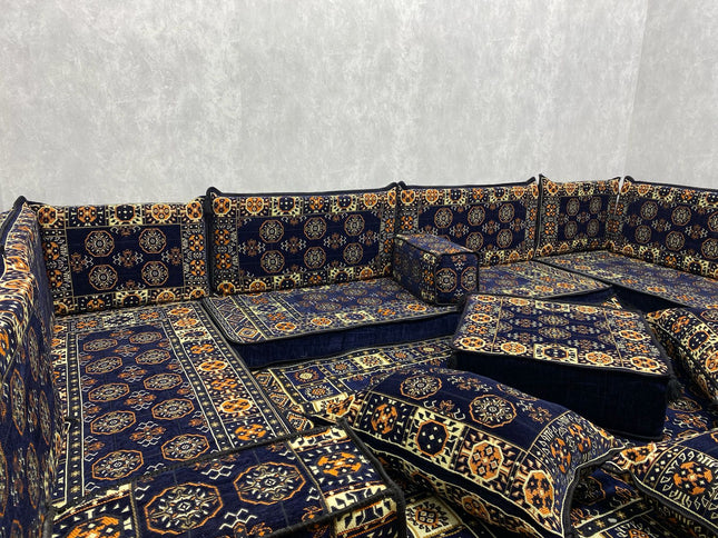 U förmiges orientalisches Sofa Set, Majlis-Sitzmöbel, Arabische Majlis, Bodenkissen, Türkisches Bode