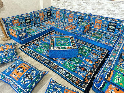 U förmiges orientalisches Sofa Set, Majlis-Sitzmöbel, Arabische Majlis, Bodenkissen, Türkisches Bode