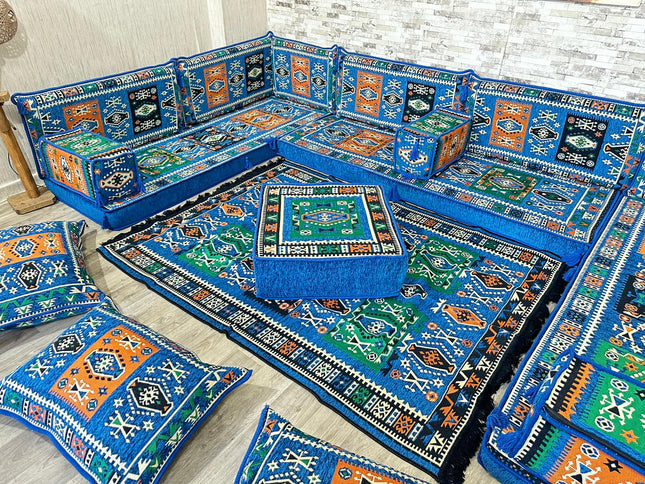 U förmiges orientalisches Sofa Set, Majlis-Sitzmöbel, Arabische Majlis, Bodenkissen, Türkisches Bode