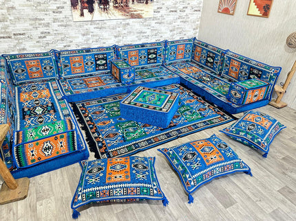 U förmiges orientalisches Sofa Set, Majlis-Sitzmöbel, Arabische Majlis, Bodenkissen, Türkisches Bode