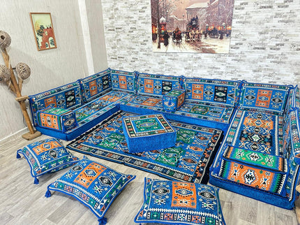 U förmiges orientalisches Sofa Set, Majlis-Sitzmöbel, Arabische Majlis, Bodenkissen, Türkisches Bode