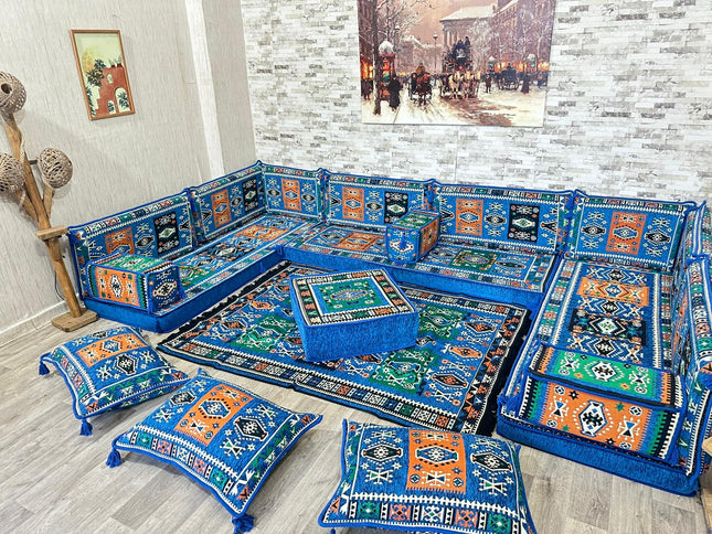 U förmiges orientalisches Sofa Set, Majlis-Sitzmöbel, Arabische Majlis, Bodenkissen, Türkisches Bode