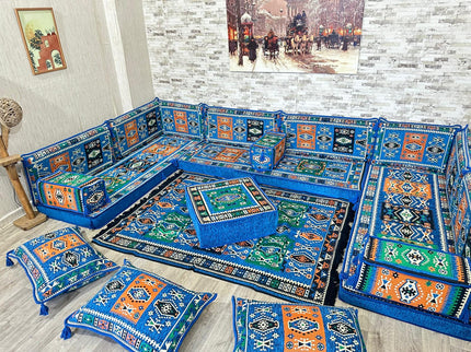 U förmiges orientalisches Sofa Set, Majlis-Sitzmöbel, Arabische Majlis, Bodenkissen, Türkisches Bode