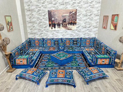 U förmiges orientalisches Sofa Set, Majlis-Sitzmöbel, Arabische Majlis, Bodenkissen, Türkisches Bode